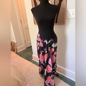 Free People Floral Silk Skirt